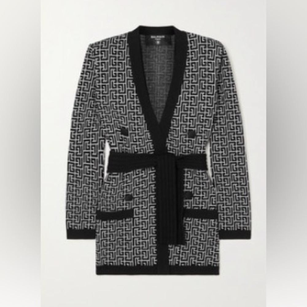 Balmain Monochrome Geometric Women's Cardigan